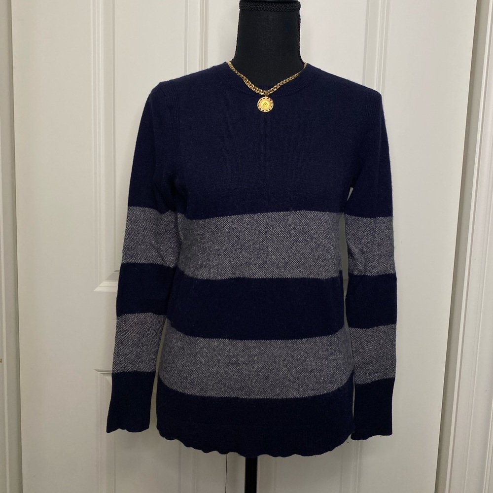 BANANA REPUBLIC X FILPUCCI Yarn Navy Blue Gray Striped Sweater Women‎ Size S